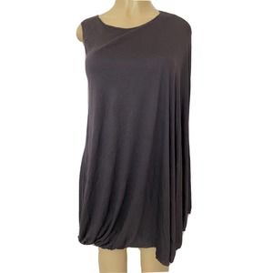 A.L.C One Shoulder Mini Kaftan Tank Dress Purple Plum Sleeveless Drape B…